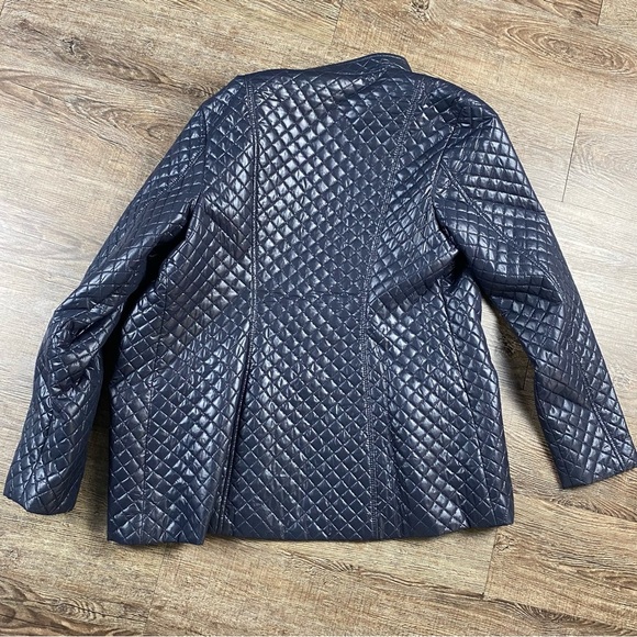 Tommy Bahama Jacket M Blue Quilted Button Front Nylon Lined Lightweight Coat - Picture 8 of 10